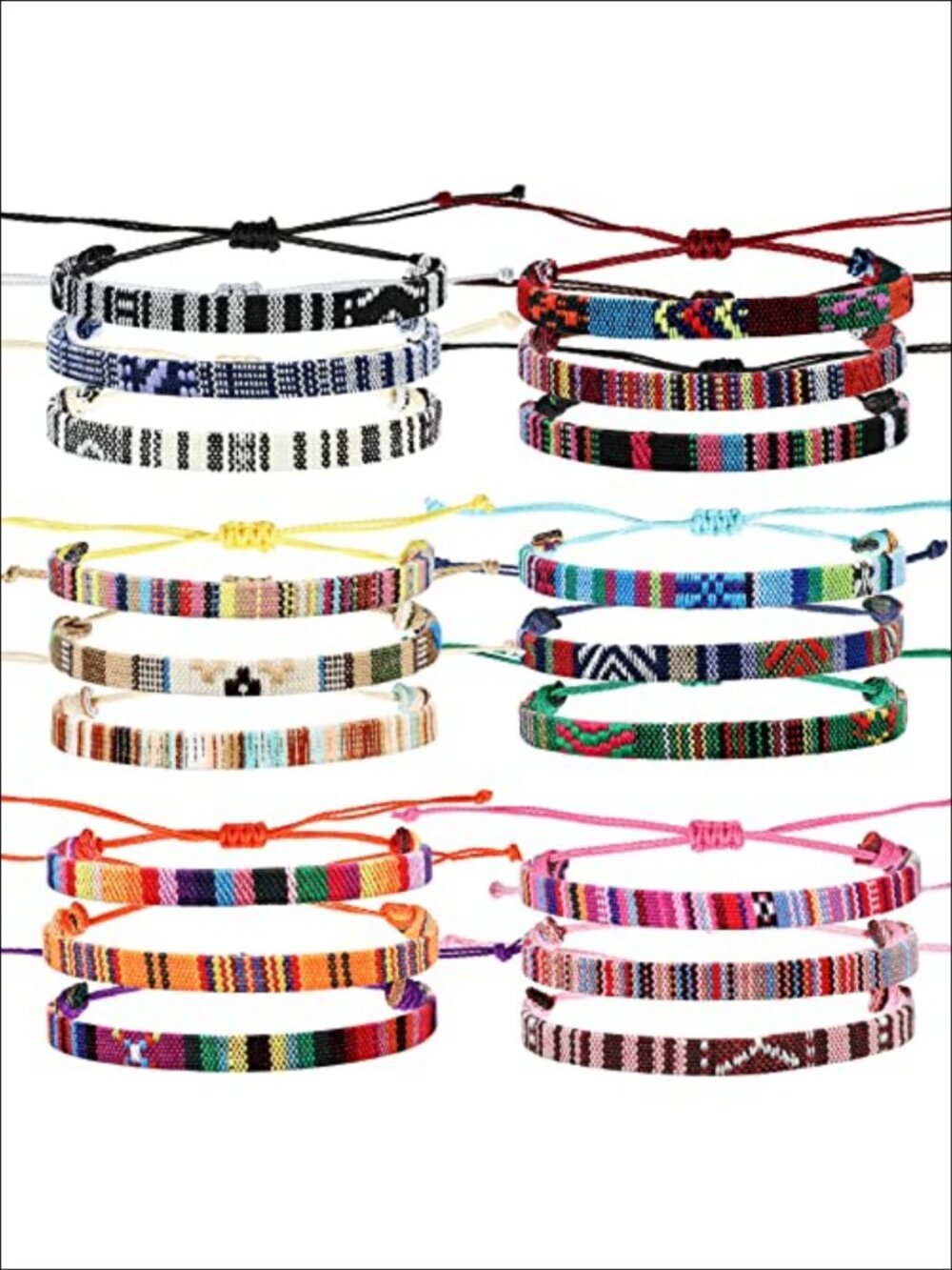 18 Pc Boho Surfer Anklet Set Cotton Cord Adjustable Beach Jewelry